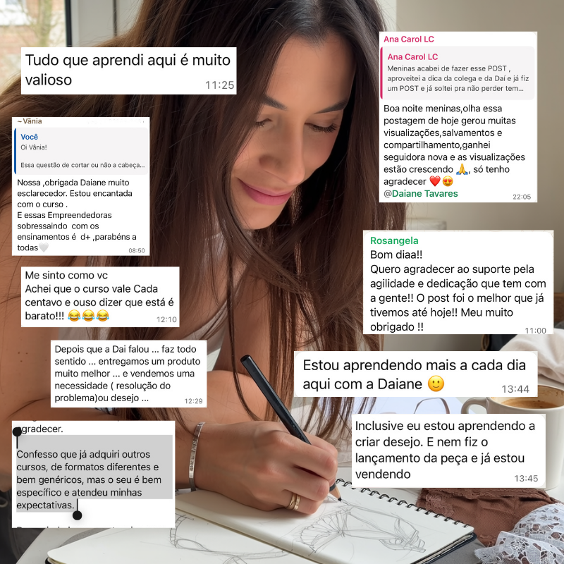 Feedbacks reais de alunas do Lingerie Creator