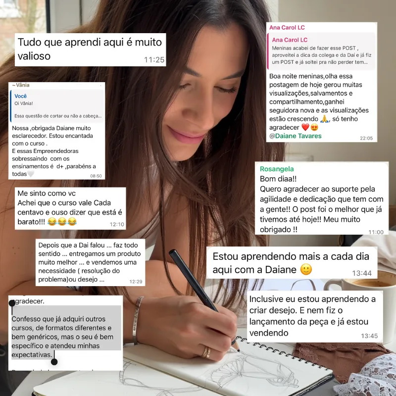 Feedbacks reais de alunas do Lingerie Creator